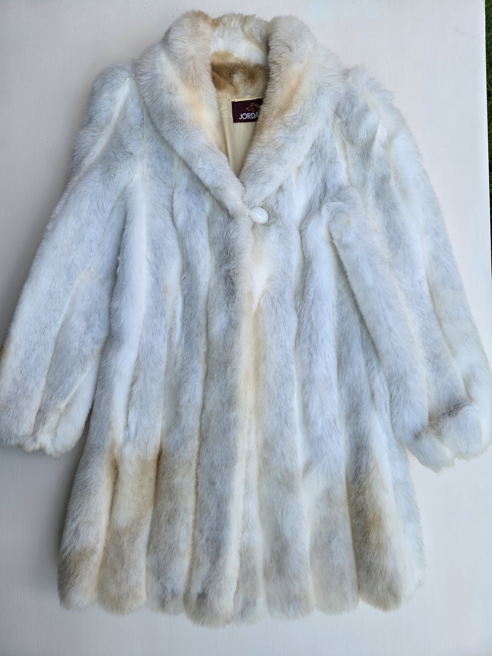 Vintage 80's Jordache Faux Fur Coat White Long Plush Women's Jacket Size-9/10